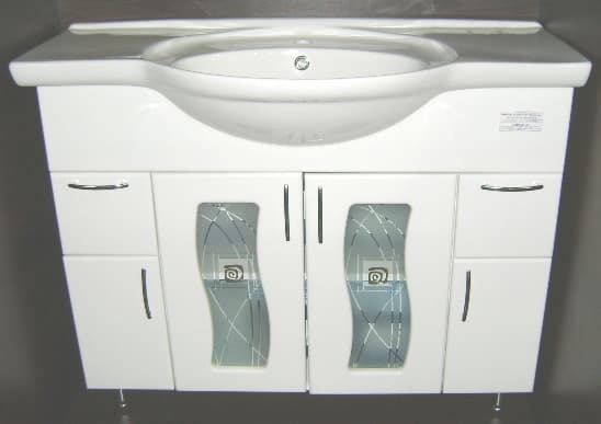 Mobilier de baie AM 103 cm cu usi de sticla Decorativa