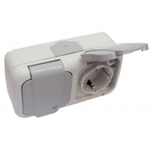 Priza dubla euro verticala PALMIYE, alba