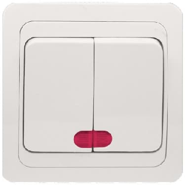 Intrerupator 2 kl cu ilum.(MEGA), alb