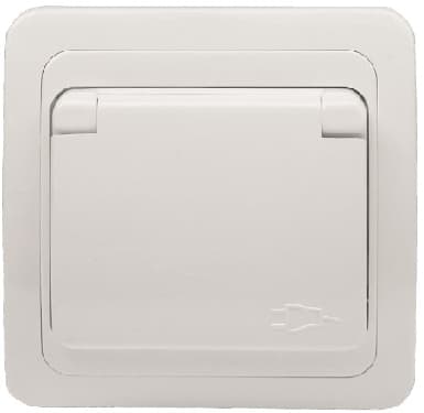 Priza euro cu capac (MEGA), alba