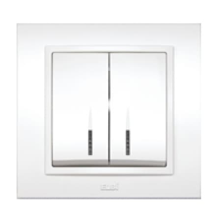 Intrerupator 2 kl cu ilum. Zena elbi 500 010200 203, alb