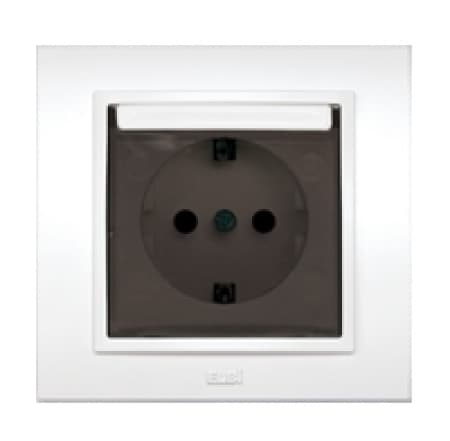 Priza euro cu capac Zena elbi 500 010200 218, alba
