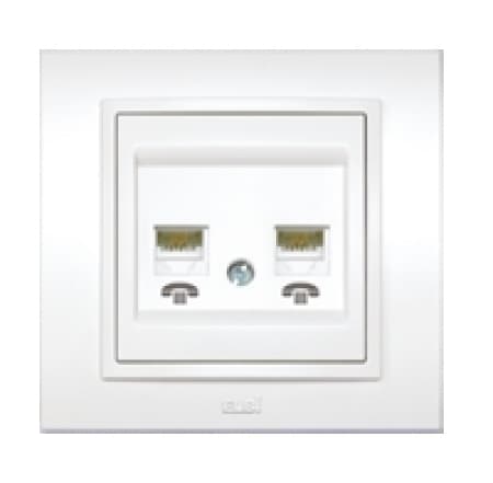 Priza TF dubla Zena elbi 500 010200 222, alba